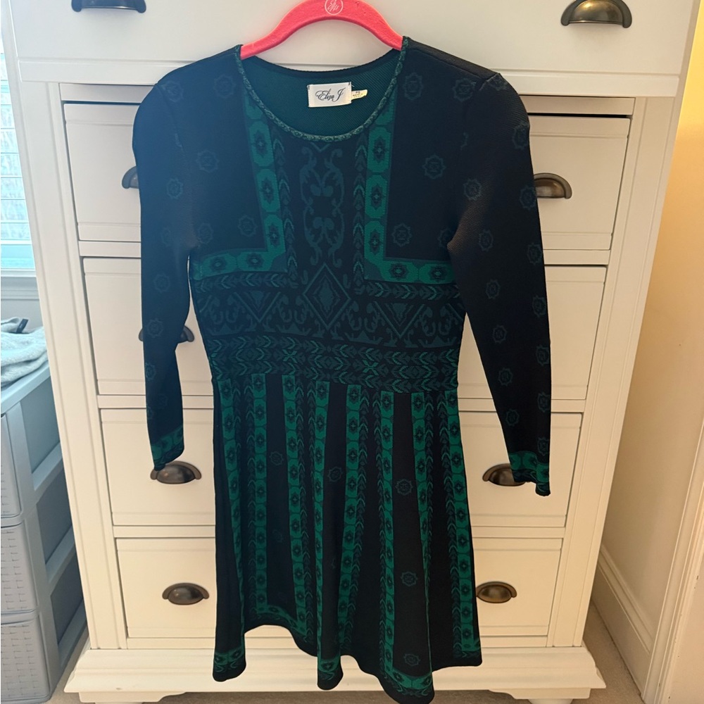 Eliza J Black and Green Mini Dress